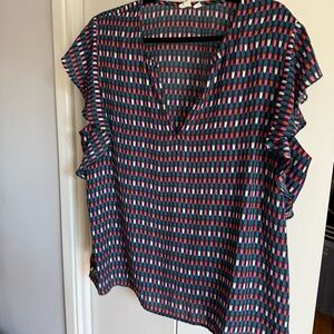 Gap Multicolor Ruffle Sleeve Top